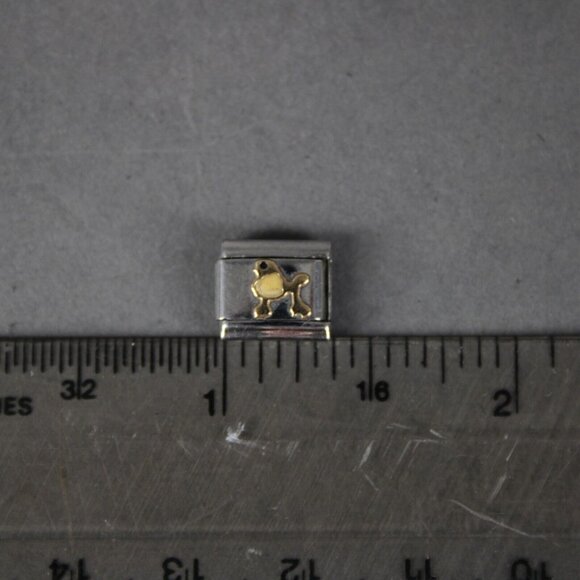 Re Florence "Poodle" Stainless Steel Gold Enamel Stretch Link Italian Charm - Picture 3 of 9